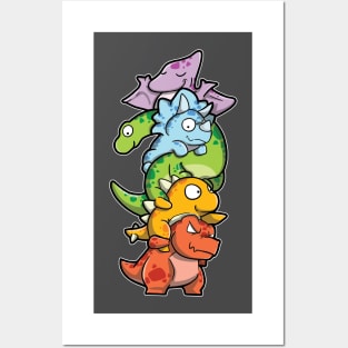 Rainbow DInosaur Stack Posters and Art